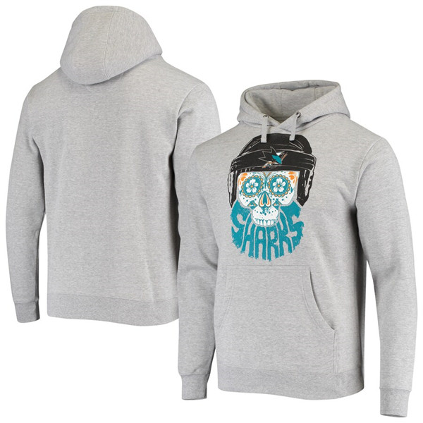 Men's San Jose Sharks Gray Heathered Skull Beard Pullover Hoodie